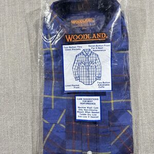 Woodland Shirt Mens XL Blue Plaid Brushed Flannel Button Up Wrinkle Resistant